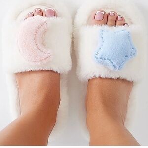 NEW Star and moon plush slippers